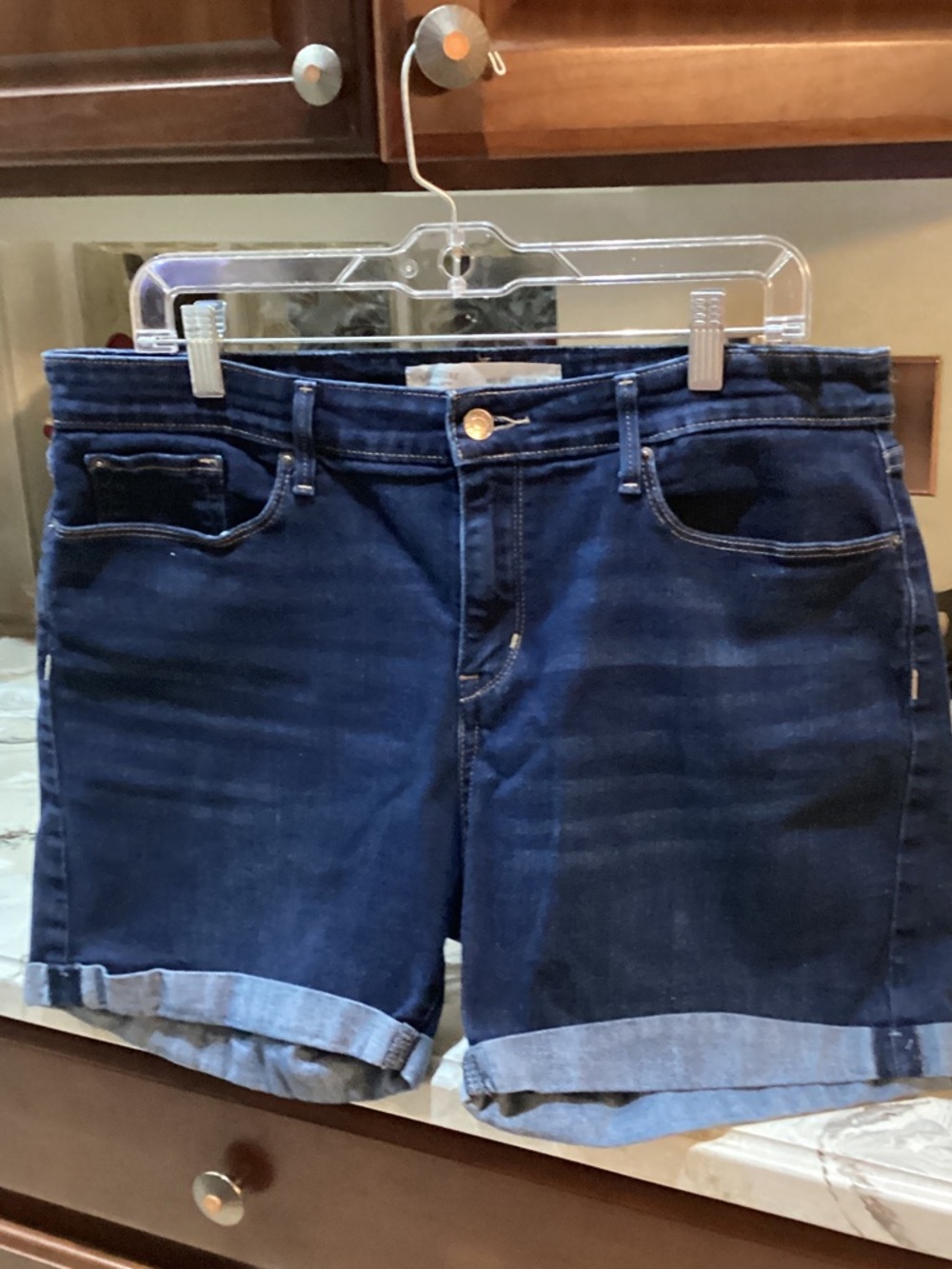 Signature by Levi Strauss Dark Blue Rolled Hem Denim Shorts